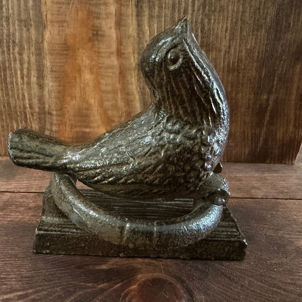 Vintage Style Cast Iron Bird Door Knocker Rustic Bronze Tone Entryway Hardware